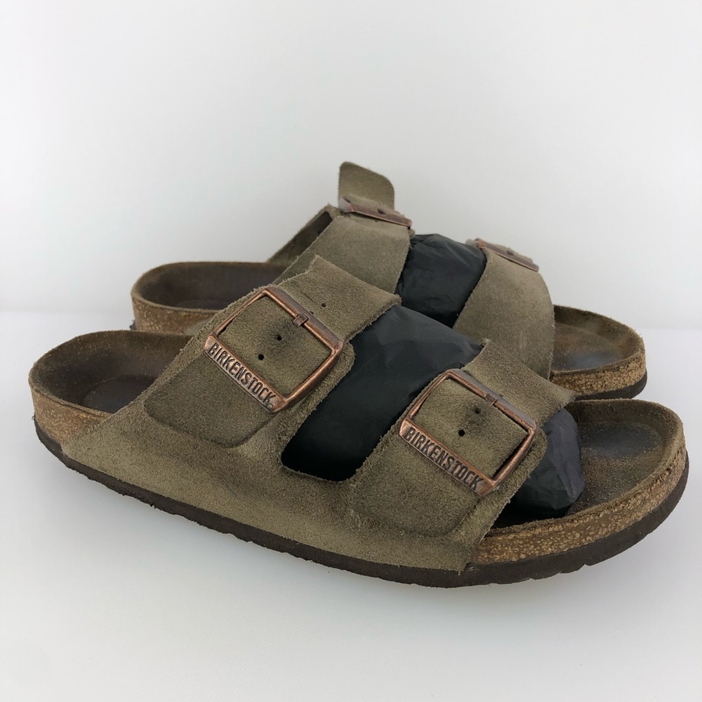 Birkenstock Suede Tan Slip On Sandal Shoes Size EU 39 US 8-8.5